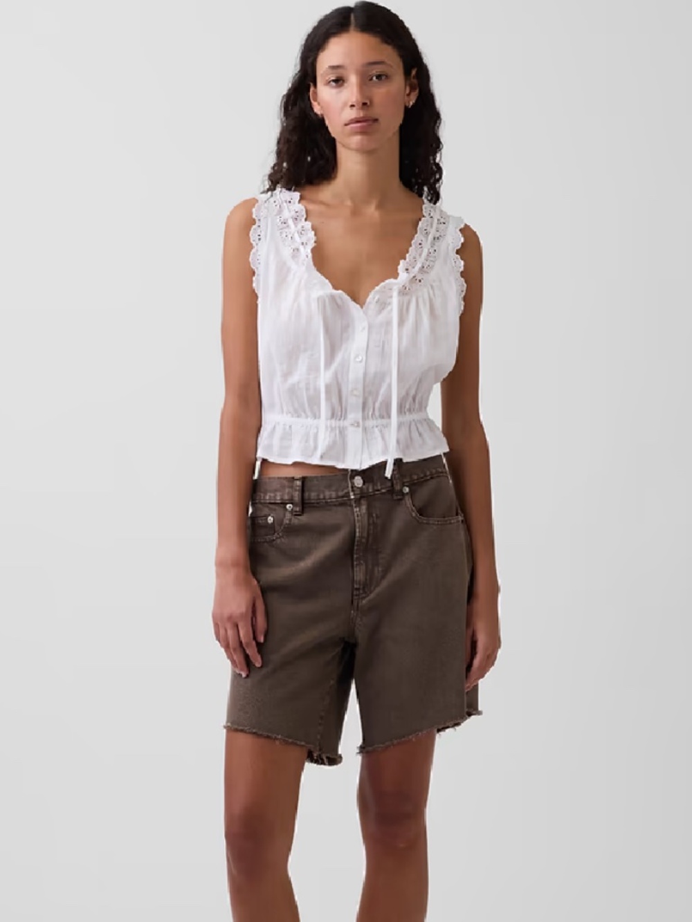 Gap 8" Mid Rise Loose Denim Bermuda Shorts